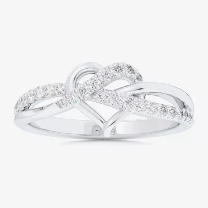 G-H / Si1-Si2) Womens 1/ CT. T.W. Lab Grown White Diamond 10K Gold Heart Bypass Cocktail Ring