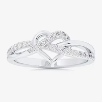 G-H / Si1-Si2) Womens 1/ CT. T.W. Lab Grown White Diamond 10K Gold Heart Bypass Cocktail Ring