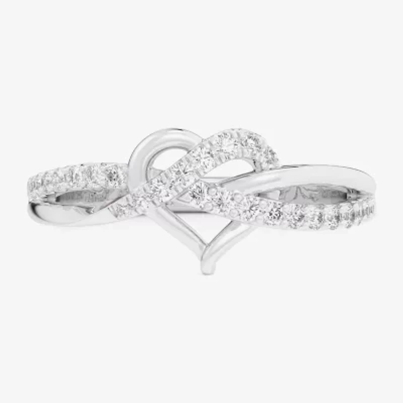 G-H / Si1-Si2) Womens 1/ CT. T.W. Lab Grown White Diamond 10K Gold Heart Bypass Cocktail Ring
