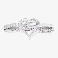 G-H / Si1-Si2) Womens 1/ CT. T.W. Lab Grown White Diamond 10K Gold Heart Bypass Cocktail Ring