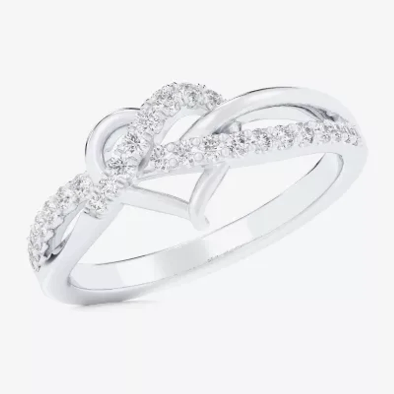 G-H / Si1-Si2) Womens 1/ CT. T.W. Lab Grown White Diamond 10K Gold Heart Bypass Cocktail Ring