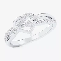 G-H / Si1-Si2) Womens 1/ CT. T.W. Lab Grown White Diamond 10K Gold Heart Bypass Cocktail Ring