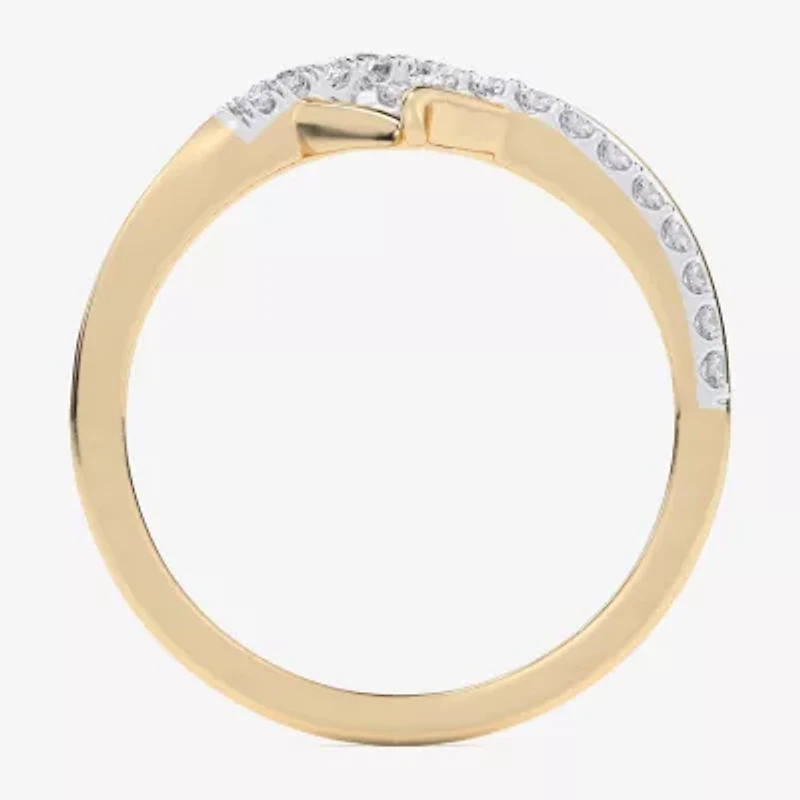 G-H / Si1-Si2) Womens 1/ CT. T.W. Lab Grown White Diamond 10K Gold Heart Bypass Cocktail Ring