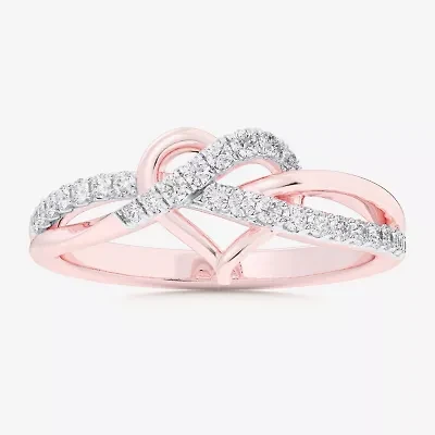 G-H / Si1-Si2) Womens 1/ CT. T.W. Lab Grown White Diamond 10K Rose Gold Heart Bypass Cocktail Ring