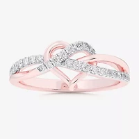G-H / Si1-Si2) Womens 1/ CT. T.W. Lab Grown White Diamond 10K Rose Gold Heart Bypass Cocktail Ring