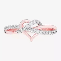 G-H / Si1-Si2) Womens 1/ CT. T.W. Lab Grown White Diamond 10K Rose Gold Heart Bypass Cocktail Ring