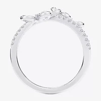 (G-H / Si1-Si2) Womens 1/3 CT. T.W. Lab Grown White Diamond 10K Gold Flower Bypass  Cocktail Ring