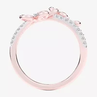 (G-H / Si1-Si2) Womens 1/3 CT. T.W. Lab Grown White Diamond 10K Rose Gold Flower Bypass  Cocktail Ring