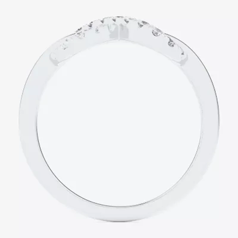 (G-H / Si1-Si2) Womens 1/4 CT. T.W. Lab Grown White Diamond 10K Gold Infinity Bypass  Cocktail Ring