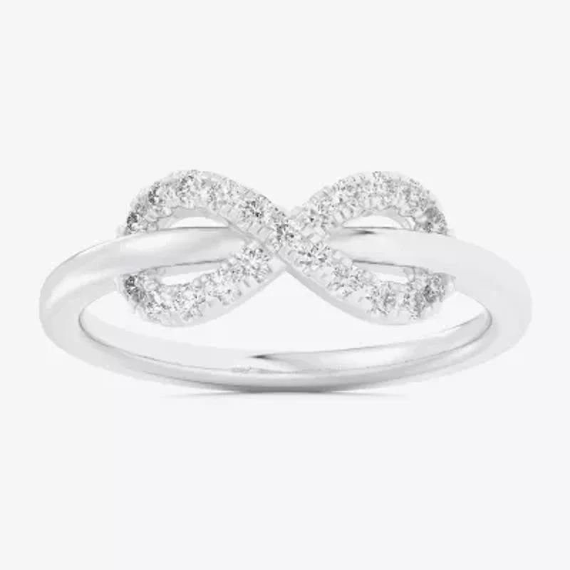 (G-H / Si1-Si2) Womens 1/4 CT. T.W. Lab Grown White Diamond 10K Gold Infinity Bypass Cocktail Ring