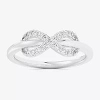 (G-H / Si1-Si2) Womens 1/4 CT. T.W. Lab Grown White Diamond 10K Gold Infinity Bypass  Cocktail Ring