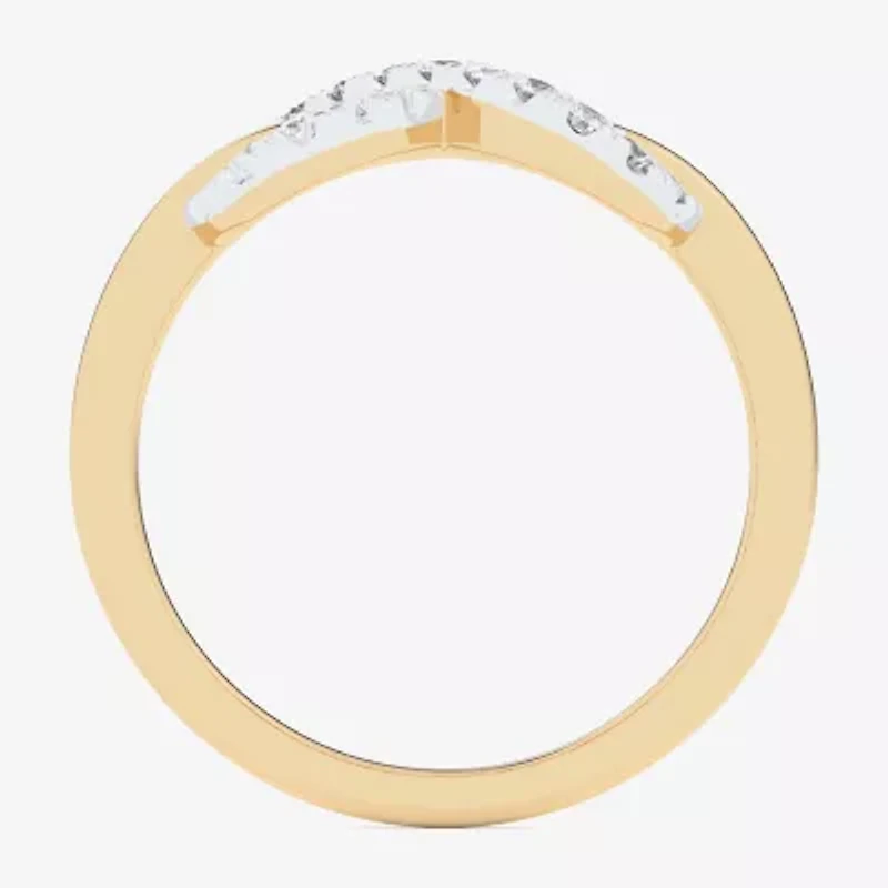 (G-H / Si1-Si2) Womens 1/4 CT. T.W. Lab Grown White Diamond 10K Gold Infinity Bypass  Cocktail Ring