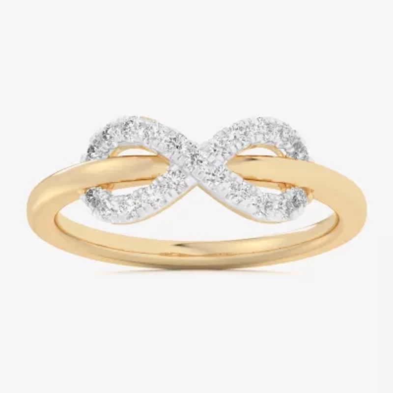 (G-H / Si1-Si2) Womens 1/4 CT. T.W. Lab Grown White Diamond 10K Gold Infinity Bypass Cocktail Ring