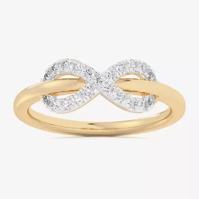 (G-H / Si1-Si2) Womens 1/4 CT. T.W. Lab Grown White Diamond 10K Gold Infinity Bypass  Cocktail Ring