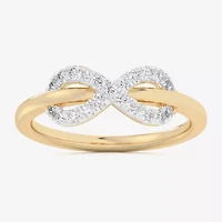 (G-H / Si1-Si2) Womens 1/4 CT. T.W. Lab Grown White Diamond 10K Gold Infinity Bypass  Cocktail Ring
