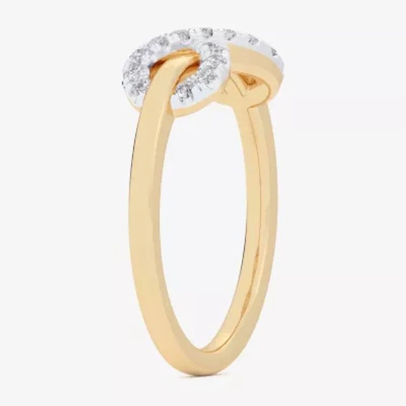 (G-H / Si1-Si2) Womens 1/4 CT. T.W. Lab Grown White Diamond 10K Gold Infinity Bypass  Cocktail Ring