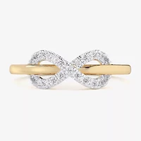 (G-H / Si1-Si2) Womens 1/4 CT. T.W. Lab Grown White Diamond 10K Gold Infinity Bypass  Cocktail Ring