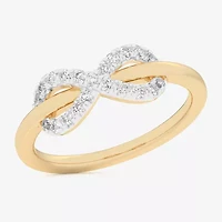 G-H / Si1-Si2) Womens 1/4 CT. T.W. Lab Grown White Diamond 10K Gold Infinity Bypass Cocktail Ring