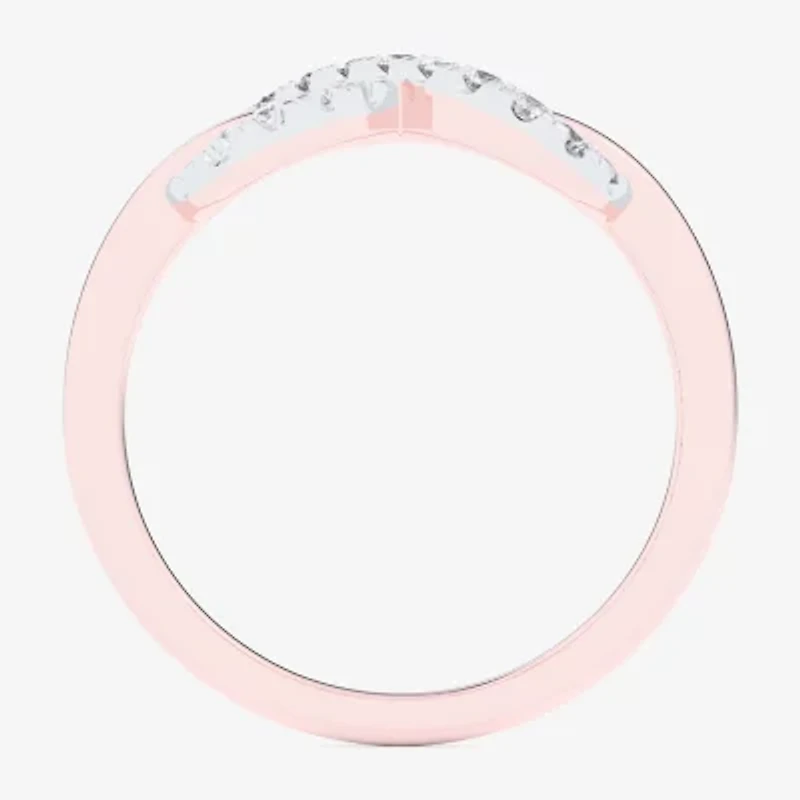 (G-H / Si1-Si2) Womens 1/4 CT. T.W. Lab Grown White Diamond 10K Rose Gold Infinity Bypass  Cocktail Ring