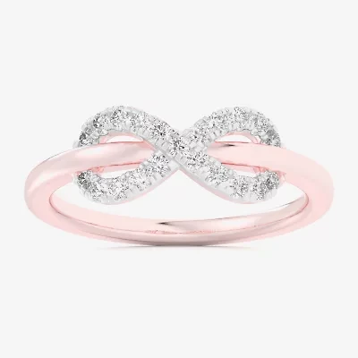 (G-H / Si1-Si2) Womens 1/4 CT. T.W. Lab Grown White Diamond 10K Rose Gold Infinity Bypass  Cocktail Ring