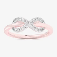 (G-H / Si1-Si2) Womens 1/4 CT. T.W. Lab Grown White Diamond 10K Rose Gold Infinity Bypass  Cocktail Ring