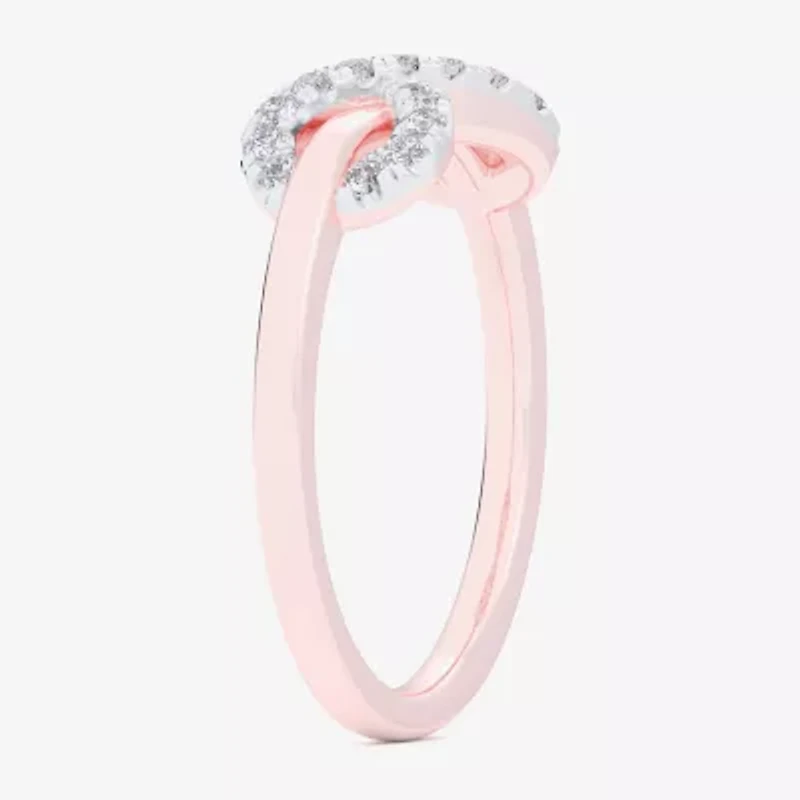 (G-H / Si1-Si2) Womens 1/4 CT. T.W. Lab Grown White Diamond 10K Rose Gold Infinity Bypass  Cocktail Ring