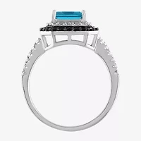 Womens Genuine Topaz Sterling Silver Cocktail Ring