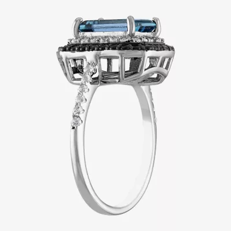 Womens Genuine Topaz Sterling Silver Cocktail Ring