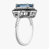 Womens Genuine Topaz Sterling Silver Cocktail Ring