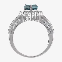 Womens Genuine Blue Topaz Sterling Silver Pear Cocktail Ring