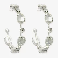 Bijoux Bar Silver Tone Womens Glass 60mm Hoop Earrings