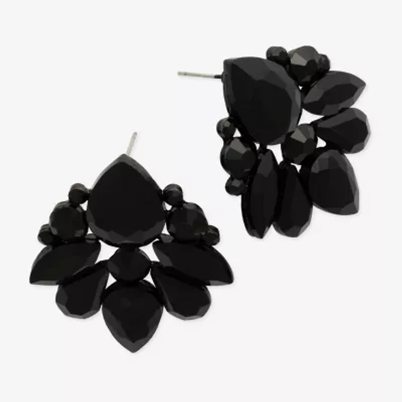 Bijoux Bar Womens Black Glass Drop Earrings