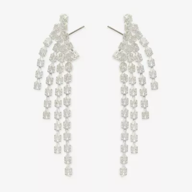 Bijoux Bar Silver Tone Womens Cubic Zirconia Drop Earrings
