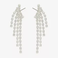 Bijoux Bar Silver Tone Womens Cubic Zirconia Drop Earrings