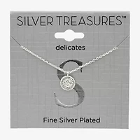 Silver Treasures Delicates Initial Womens Crystal Pure Silver Over Brass Round 16 Inch Pendant Necklace