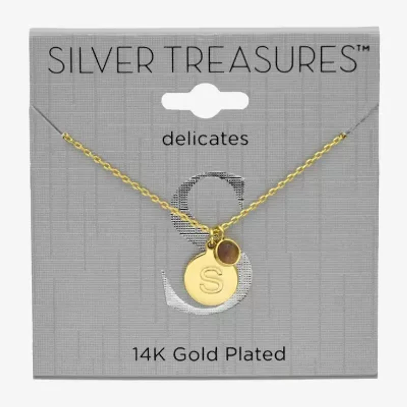 Silver Treasures Delicates Initial Womens 14K Gold Over Brass Round 16 Inch Pendant Necklace