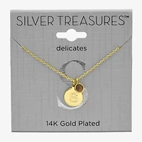 Silver Treasures Delicates Initial Womens 14K Gold Over Brass Round 16 Inch Pendant Necklace