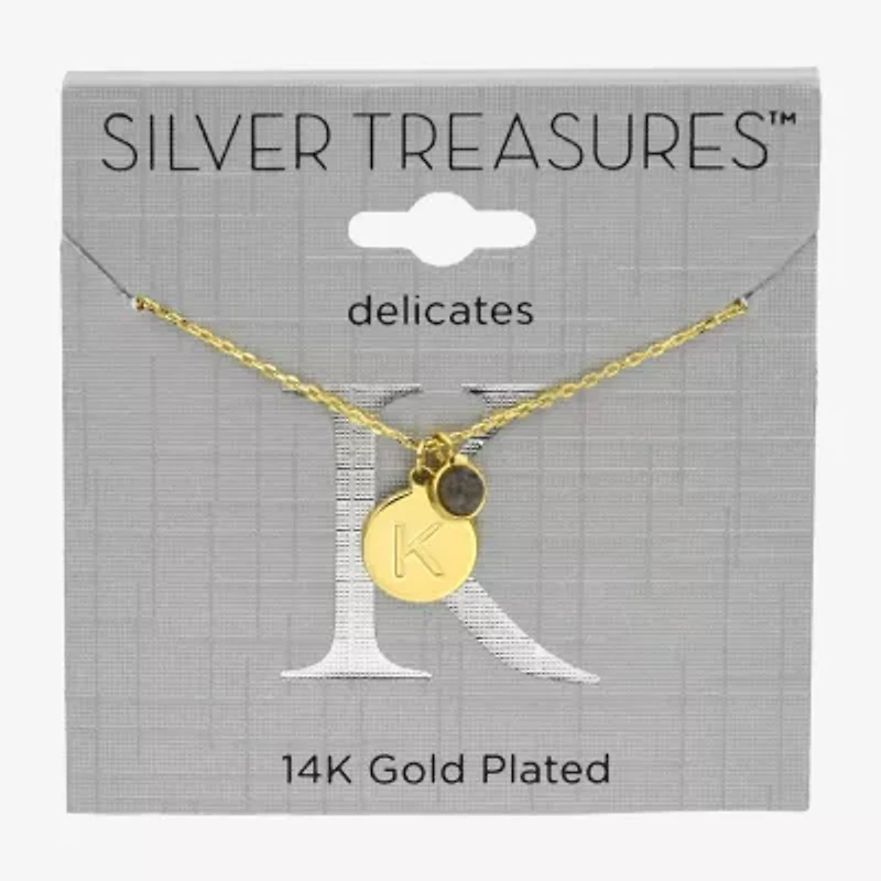 Silver Treasures Delicates Initial Womens 14K Gold Over Brass Round 16 Inch Pendant Necklace