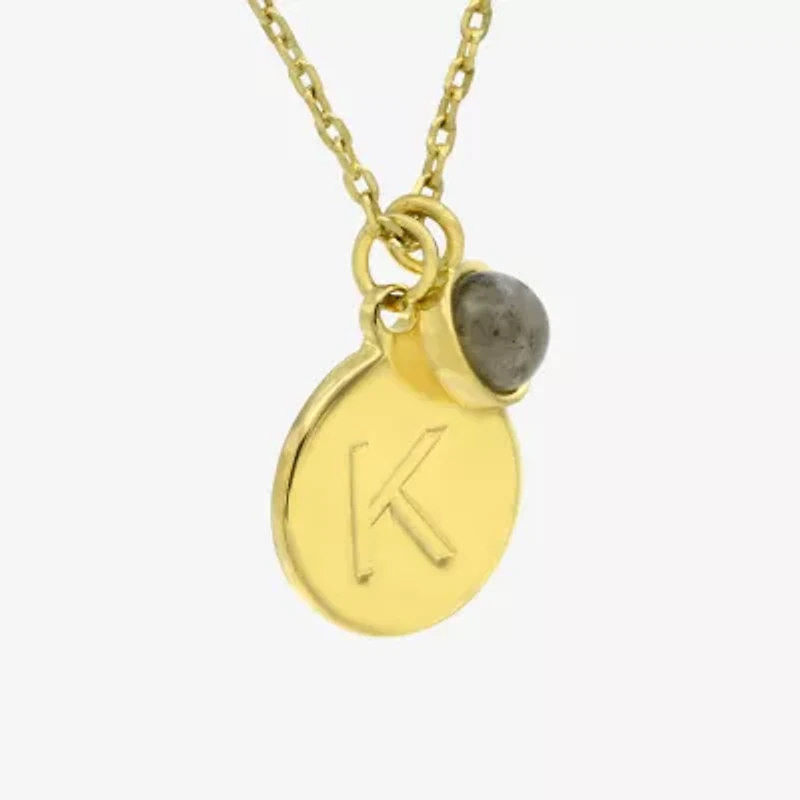 Silver Treasures Delicates Initial Womens 14K Gold Over Brass Round 16 Inch Pendant Necklace