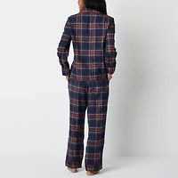Liz Claiborne Womens Flannel Long Sleeve 2-pc. Pajama Sets