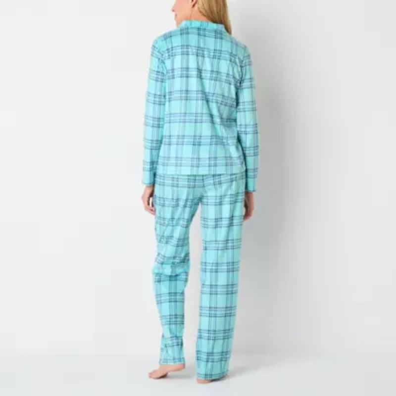 Adonna Womens Fleece Long Sleeve 2-pc. Pajama Sets