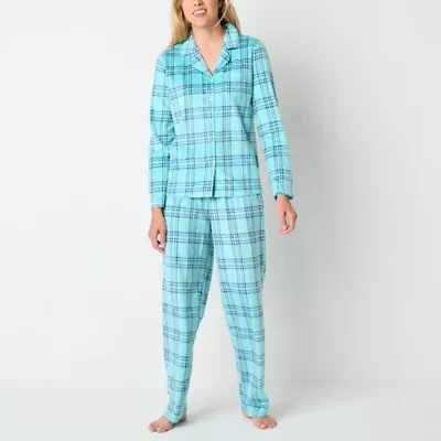 Adonna Womens Fleece Long Sleeve 2-pc. Pajama Sets