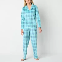 Adonna Womens Fleece Long Sleeve 2-pc. Pajama Sets