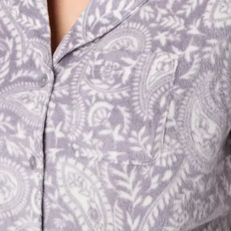 Adonna Womens Fleece Long Sleeve 2-pc. Tall Pajama Sets