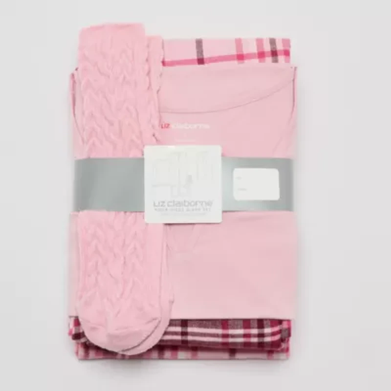 Liz Claiborne Womens Flannel Long Sleeve 4-pc. Pajama Set