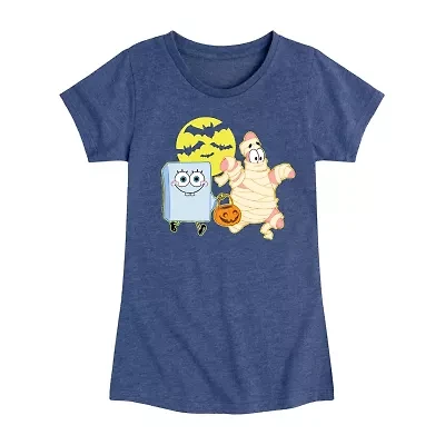 Patrick Trick Treating Big Kid Girls Crew Neck Short Sleeve Spongebob T-Shirt