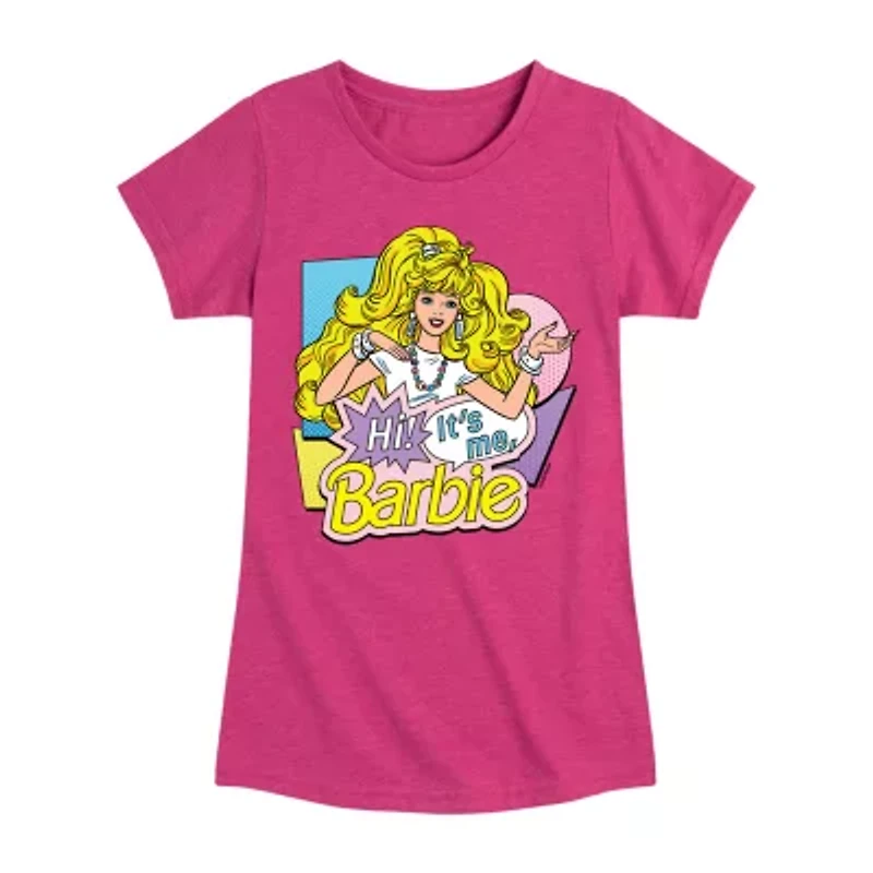 Hi Its Me Big Kid Girls Crew Neck Short Sleeve Barbie T-Shirt