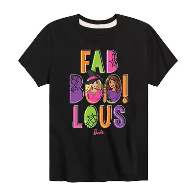 Faboolous Big Kid Girls Crew Neck Short Sleeve Barbie T-Shirt