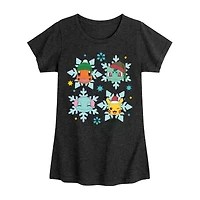 Snowflakes Big Kid Girls Crew Neck Short Sleeve Pokeman T-Shirt