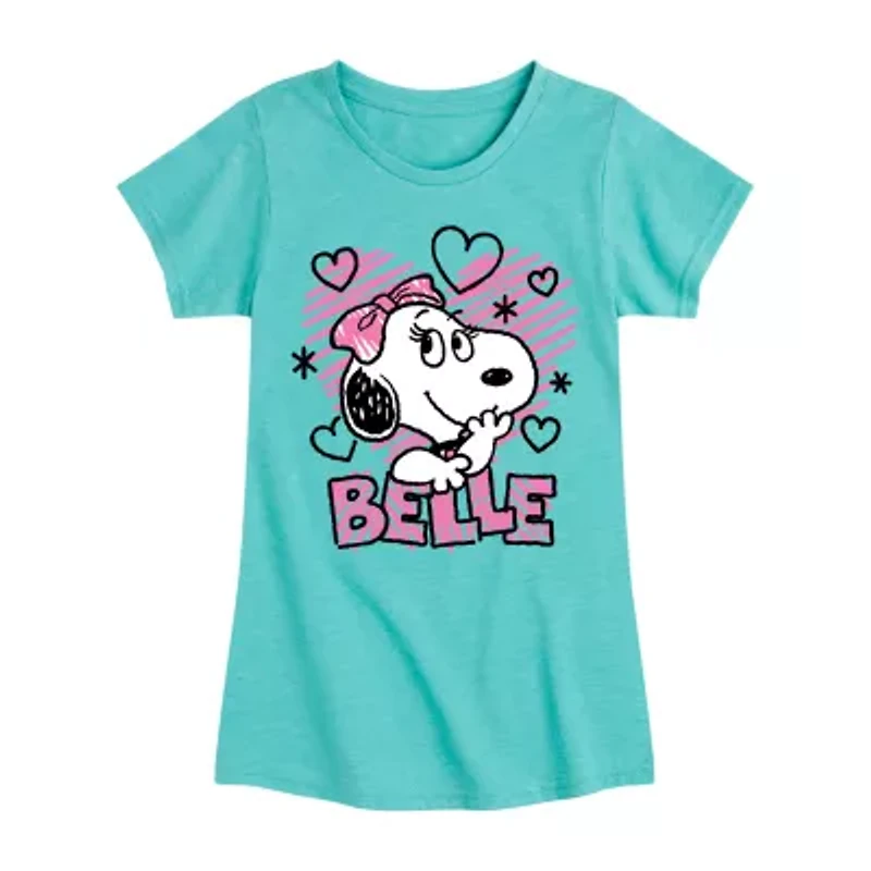 Heart Belle Big Kid Girls Crew Neck Short Sleeve Peanuts T-Shirt